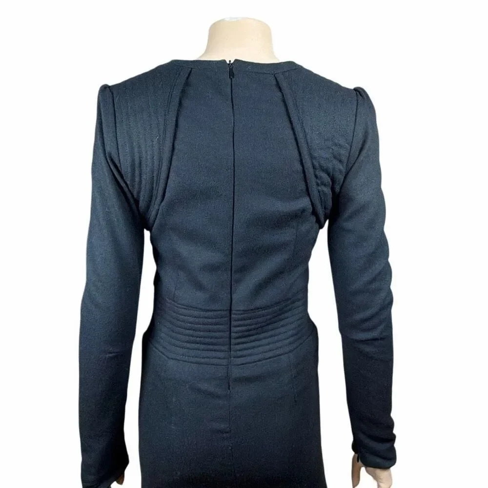 Kova & T size 2 Black Structured Puff Sleeve Mini Dress Bodycon Designer (102)